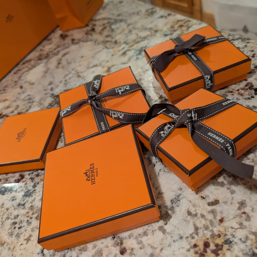 Hermès Signature Orange Boxes with Dark Ribbon